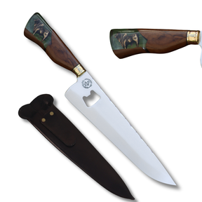 Faca Churrasco Artesanal Personalizada Picanheira Nelore | Aço Inox 10"