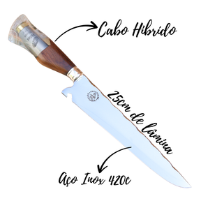 Faca Churrasco Artesanal Personalizada Picanheira Bala | Aço Inox 10"