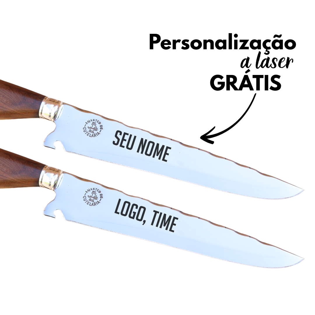 Faca Churrasco Artesanal Personalizada Picanheira Bala | Aço Inox 10"