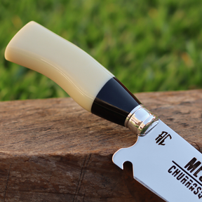 Faca Churrasco Artesanal Picanheira Mestre Churrasqueiro Preto e Branco | Aço Inox 10"