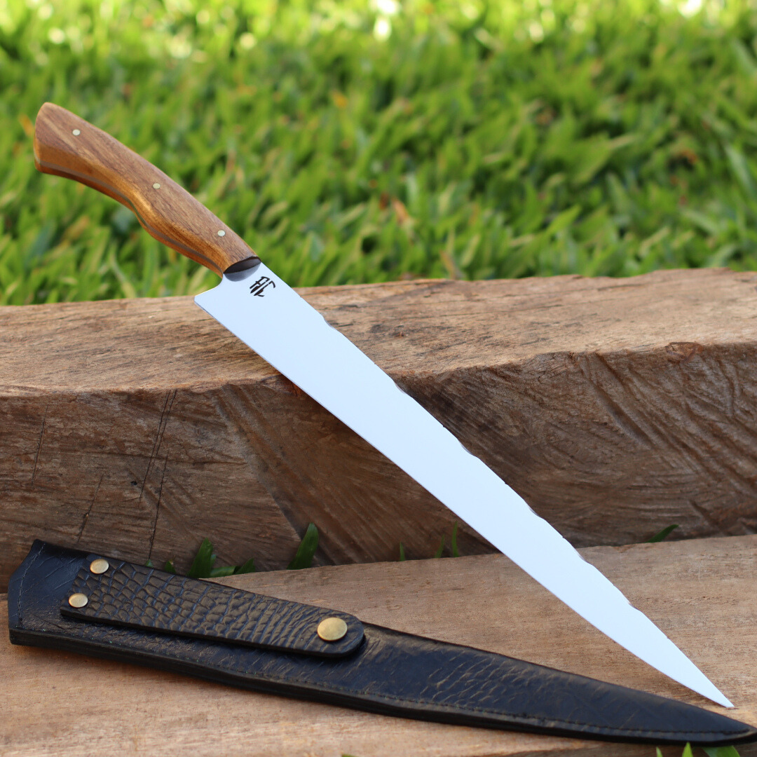 Faca Churrasco Artesanal Personalizada Língua de Chimango | Aço Inox 12"