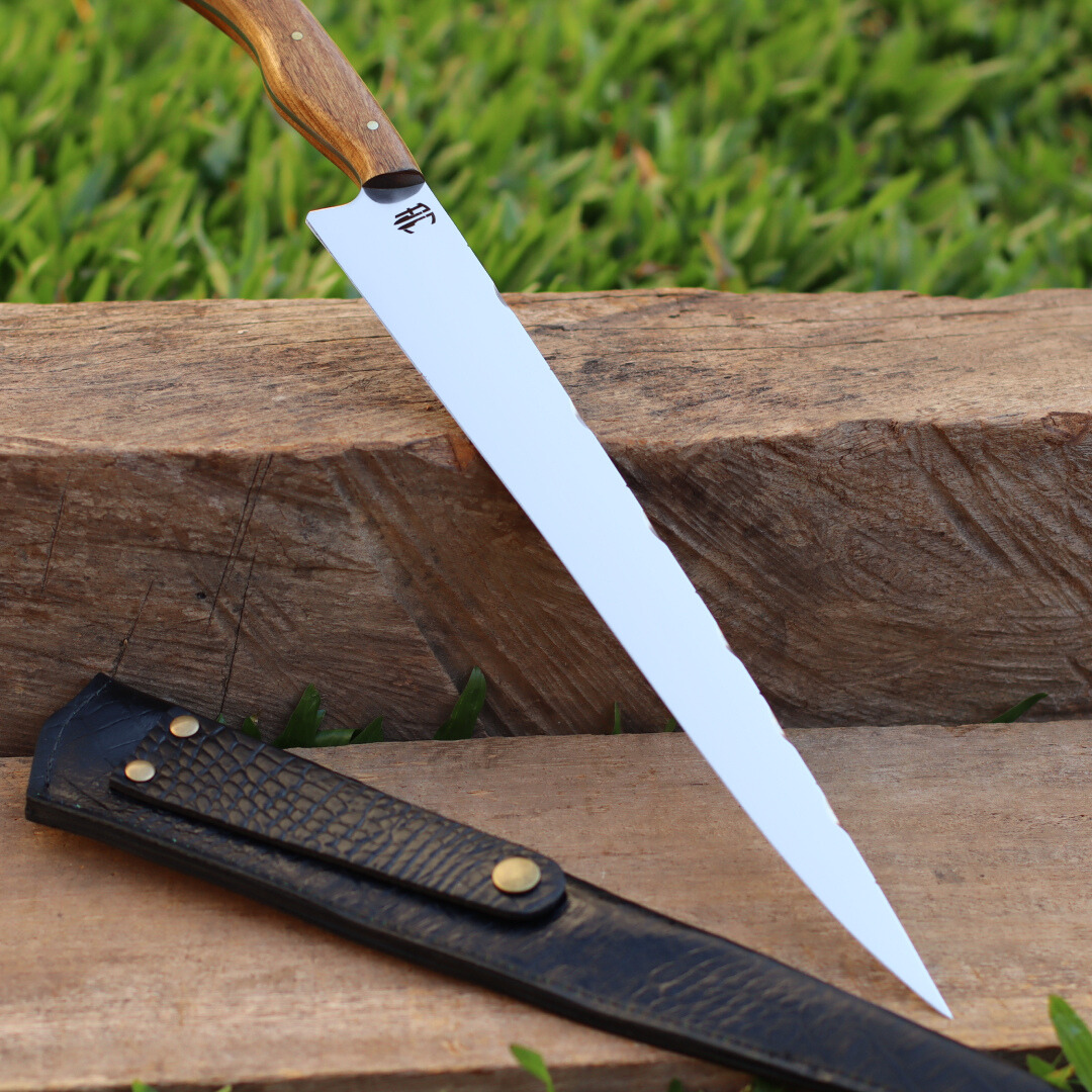 Faca Churrasco Artesanal Personalizada Língua de Chimango | Aço Inox 12"