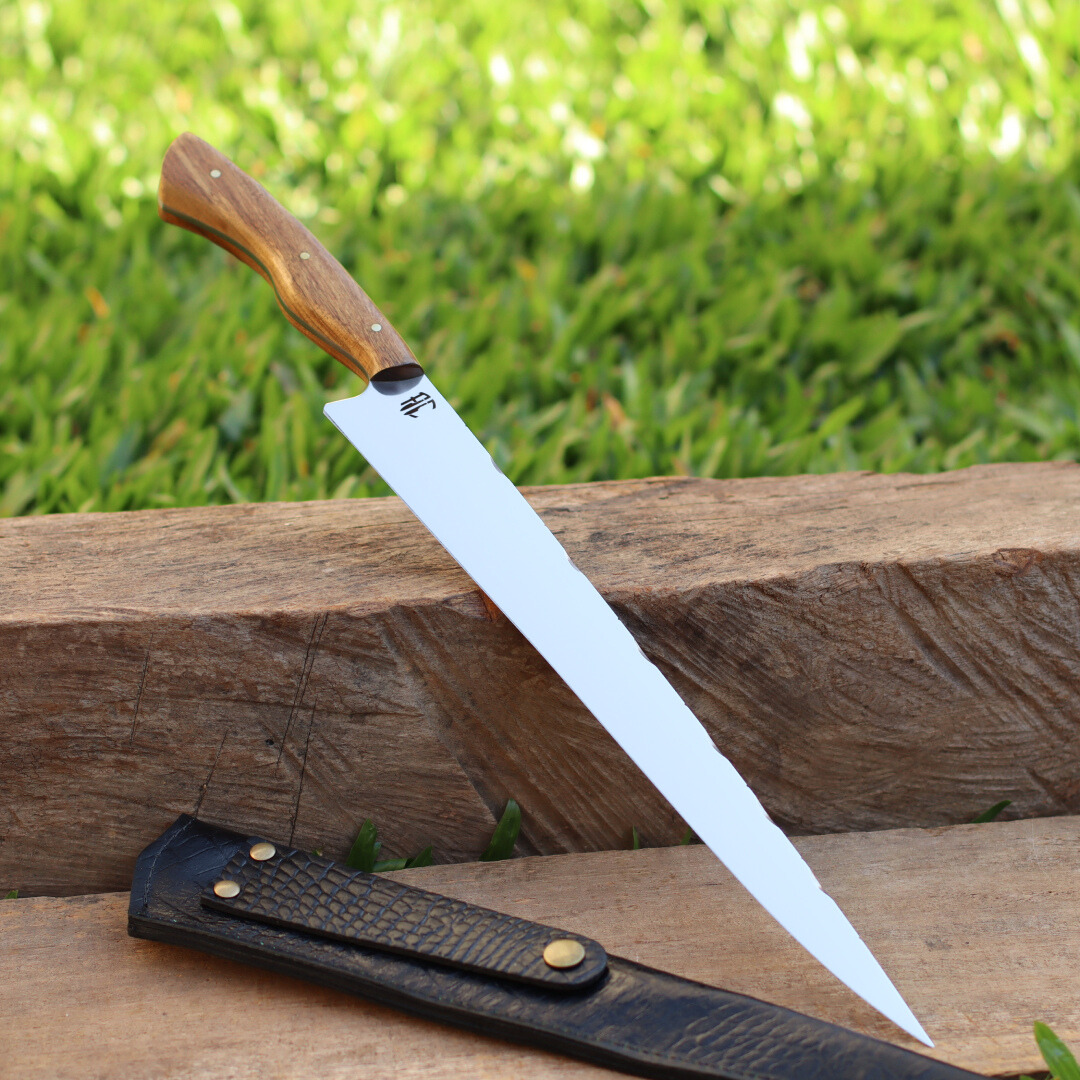 Faca Churrasco Artesanal Personalizada Língua de Chimango | Aço Inox 12"