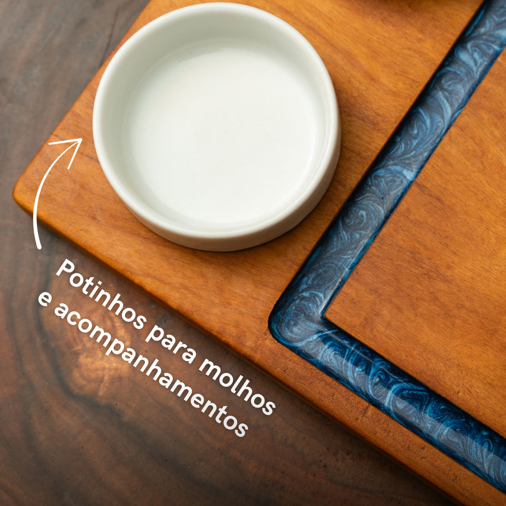 Tábua para servir - Potinhos Porcelana
