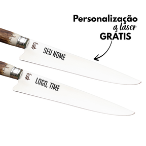 Faca Artesanal para Churrasco Personalizada Chifre | 9' polegadas