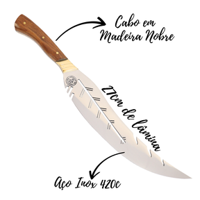 Faca Churrasco Artesanal Personalizada Turca Folha | Aço Inox 11"