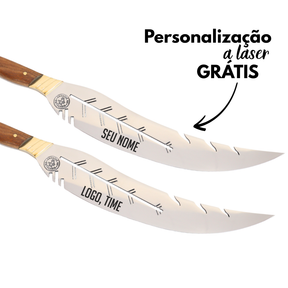 Faca Churrasco Artesanal Personalizada Turca Folha | Aço Inox 11"