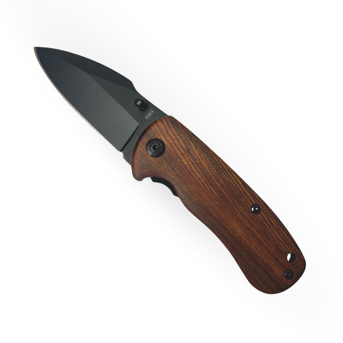 Canivete Tático 15cm - Cabo de Madeira Natural