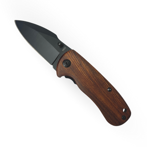 Canivete Tático 15cm - Cabo de Madeira Natural