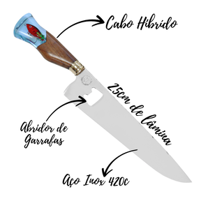 Faca Churrasco Artesanal Personalizada Picanheira Isca | Aço Inox 10"