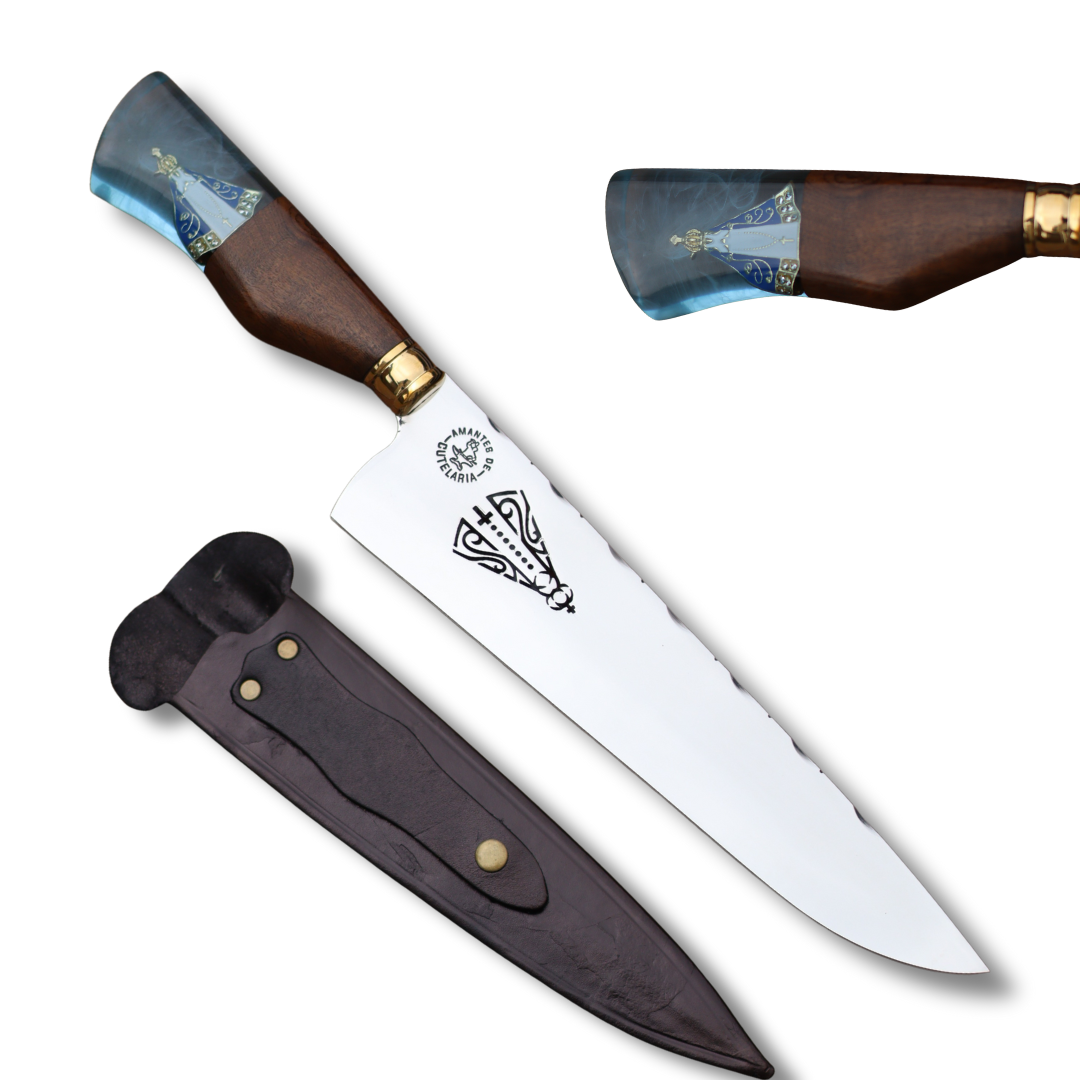 Faca Churrasco Artesanal Personalizada Nossa Senhora | Aço Inox 10"