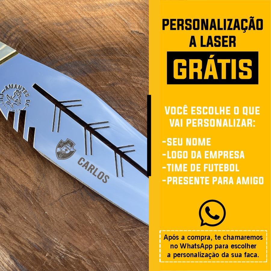 Faca Churrasco Artesanal Personalizada Turca Folha | Aço Inox 11"