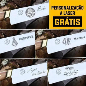 Faca Churrasco Artesanal Picanheira Mestre Churrasqueiro Cabo em Madeira | Aço Inox 10"