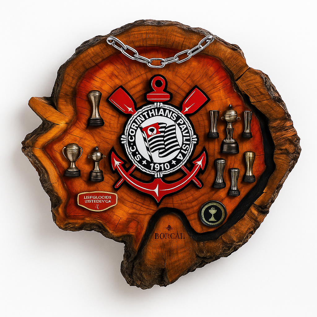 Tábua Rústica Personalizada - Corinthias + Kit Churrasco Personalizado