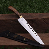 Faca Churrasco Artesanal Personalizada Furada | Aço Inox 10"