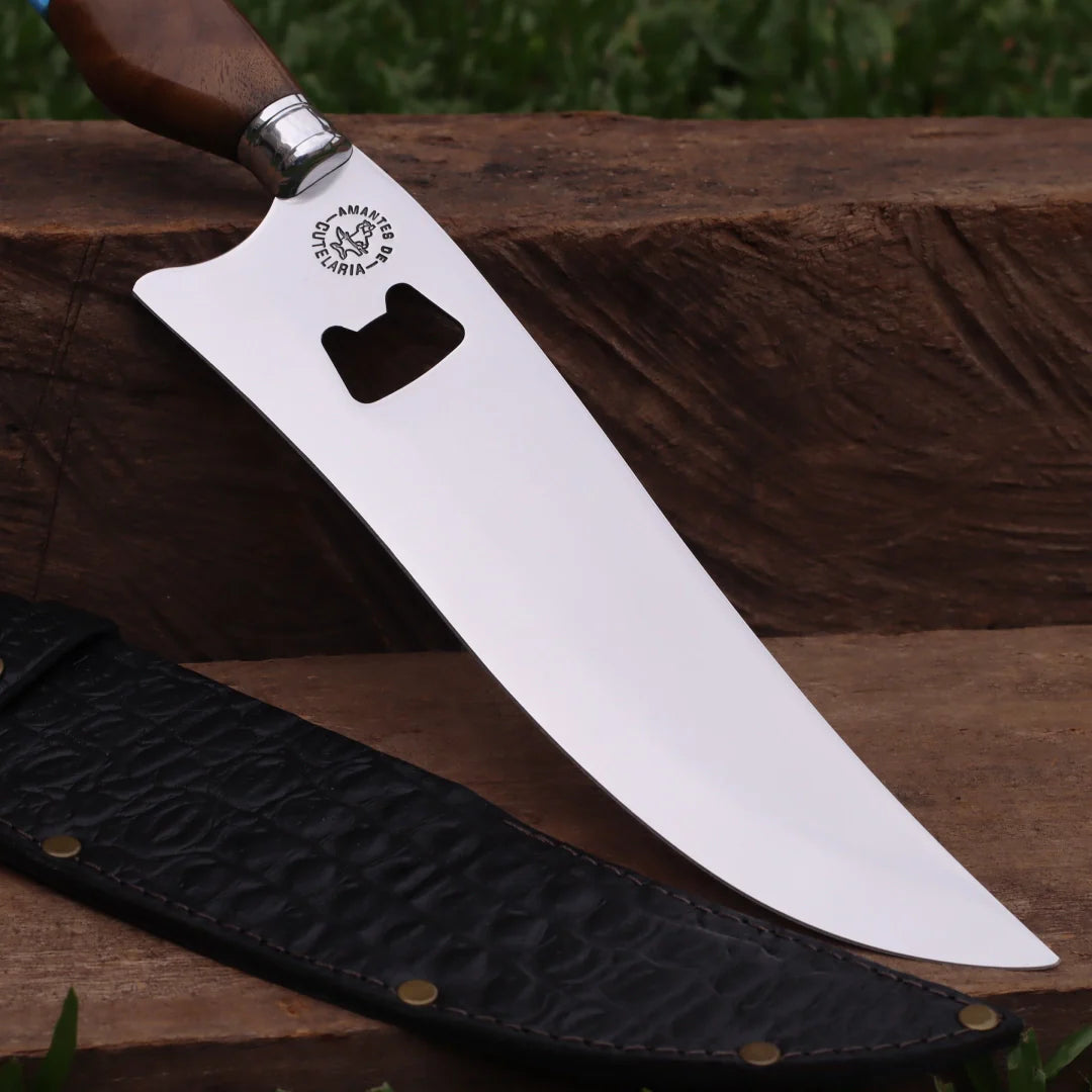 Faca Churrasco Artesanal Personalizada Premium com Abridor | Aço Inox 10"