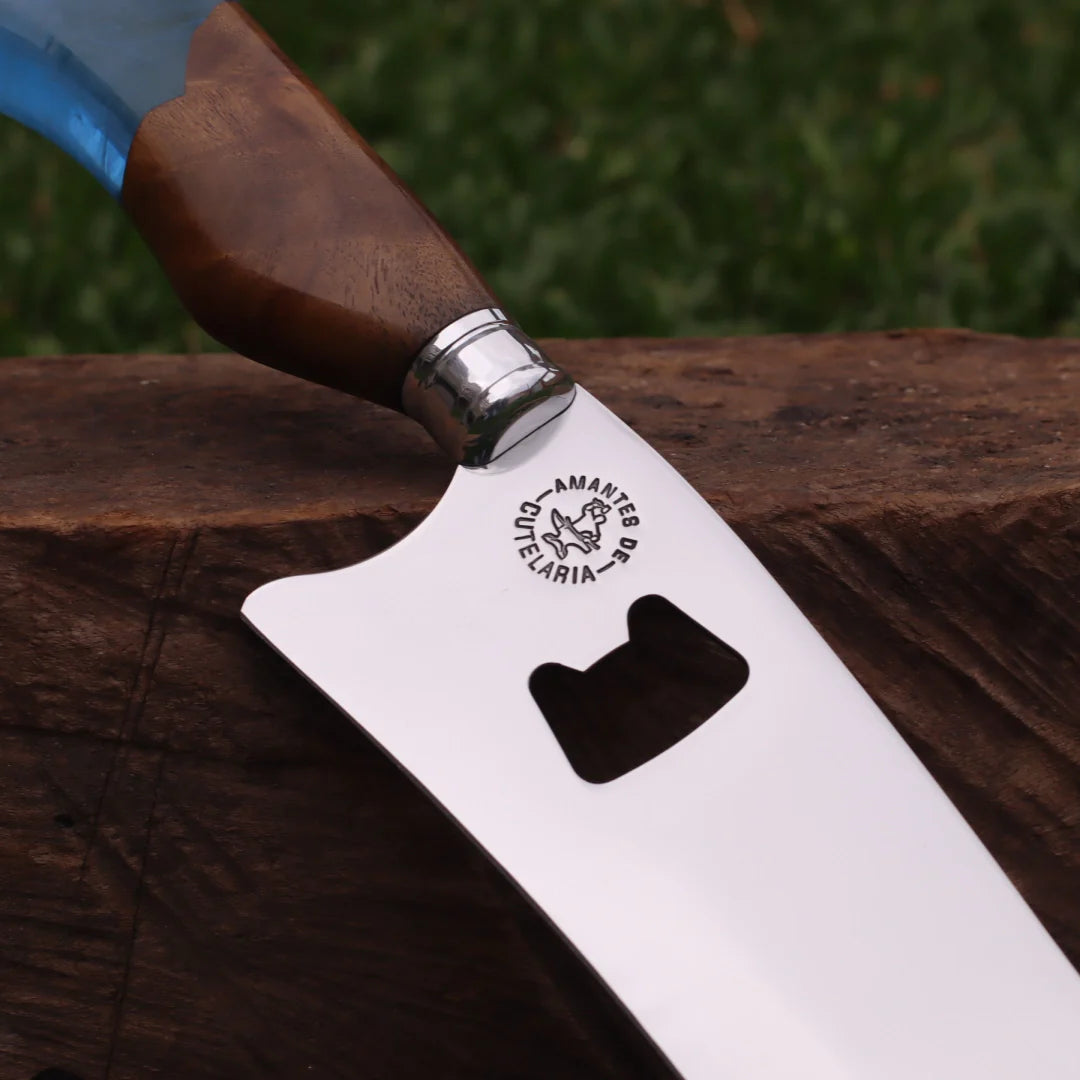 Faca Churrasco Artesanal Personalizada Premium com Abridor | Aço Inox 10"