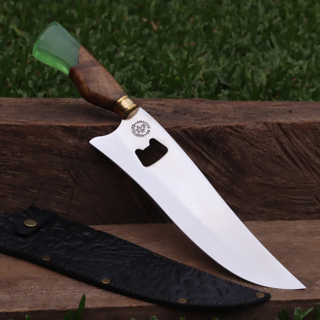 Faca Churrasco Artesanal Personalizada Premium com Abridor | Aço Inox 10"