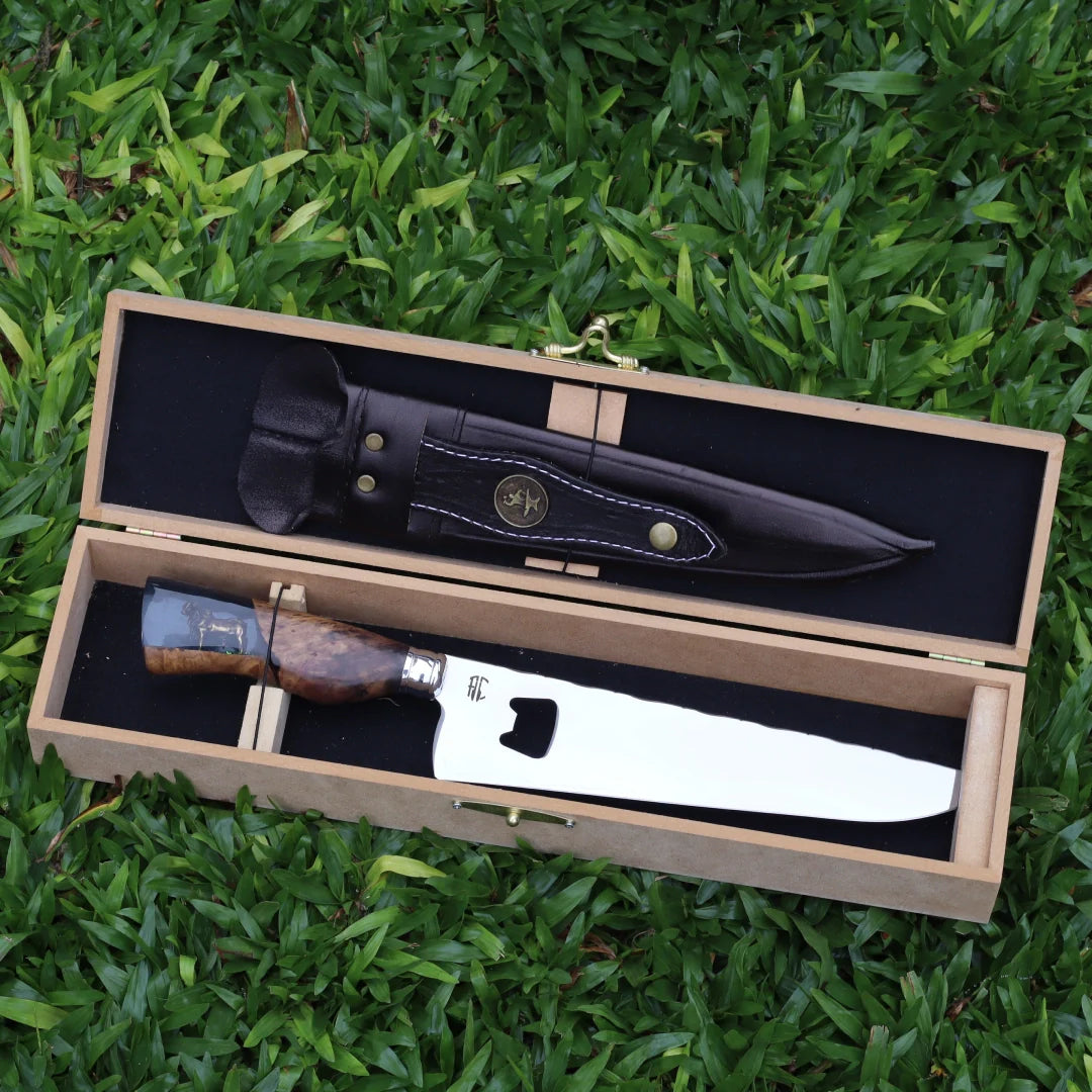 Faca Churrasco Artesanal Personalizada Picanheira Nelore | Aço Inox 10"