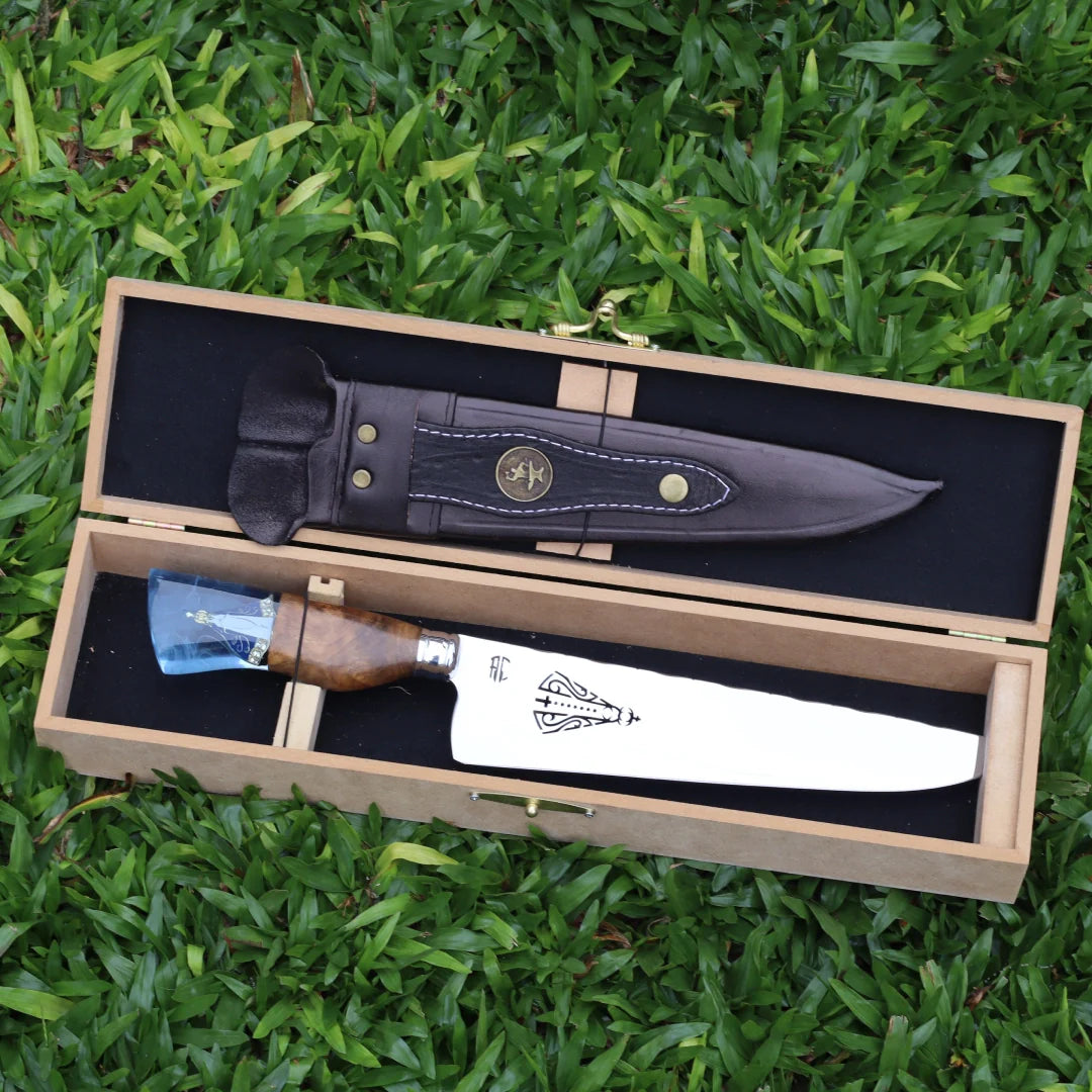 Faca Churrasco Artesanal Personalizada Nossa Senhora | Aço Inox 10"