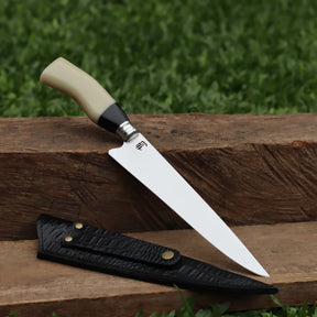 Faca Churrasco Artesanal Picanheira Cabo de Osso | Aço Inox 9"