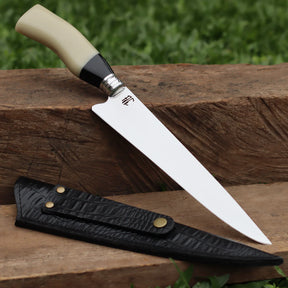 Faca Churrasco Artesanal Picanheira Cabo de Osso | Aço Inox 9"