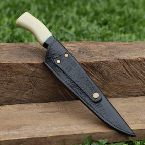 Faca Churrasco Artesanal Picanheira Cabo de Osso | Aço Inox 9"