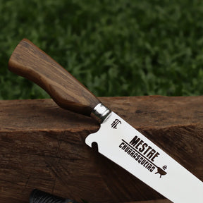 Faca Churrasco Artesanal Picanheira Mestre Churrasqueiro Cabo em Madeira | Aço Inox 10"