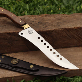 Faca Churrasco Artesanal Personalizada Turca Furada | Aço Inox 10"