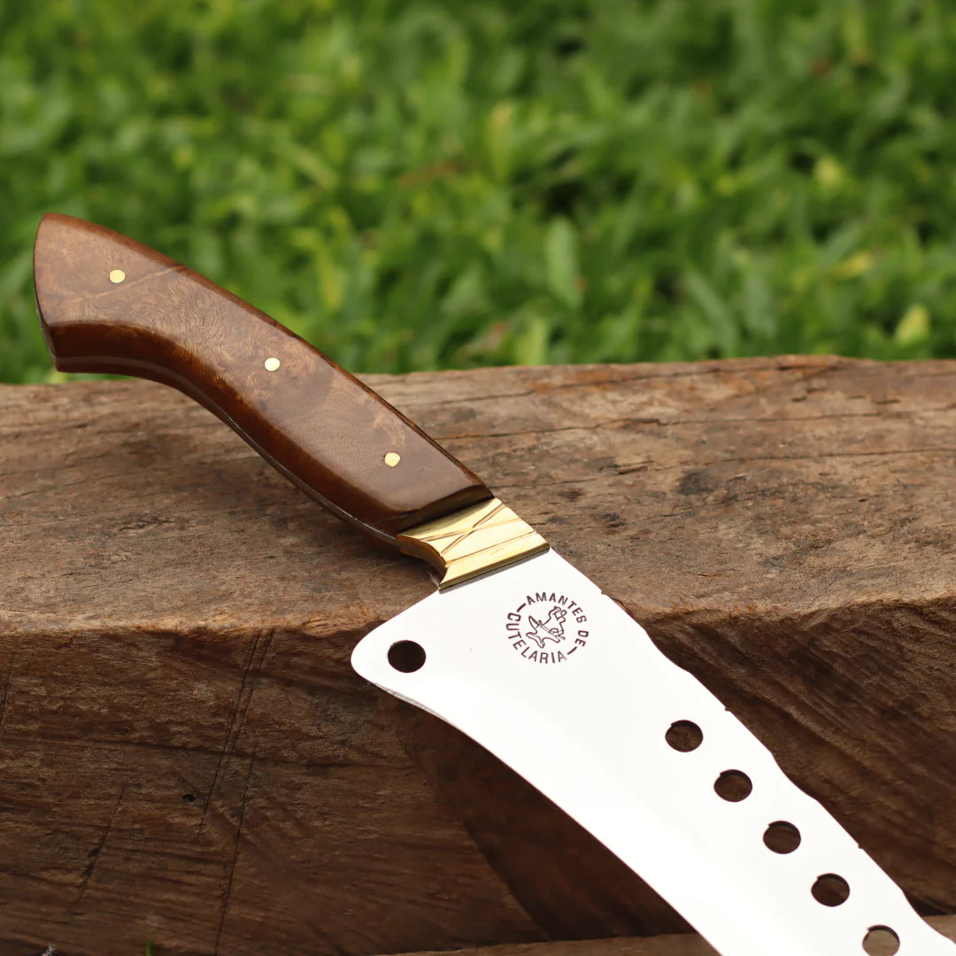Faca Churrasco Artesanal Personalizada Turca Furada | Aço Inox 10"