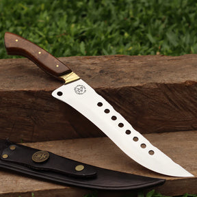 Faca Churrasco Artesanal Personalizada Turca Furada | Aço Inox 10"