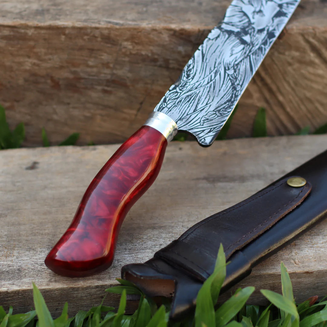 Faca Artesanal para Churrasco Texturizada Figuras Sortidas| 10"