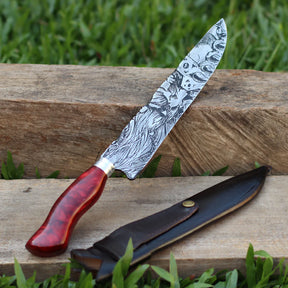 Faca Artesanal para Churrasco Texturizada Figuras Sortidas| 10"