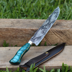 Faca Artesanal para Churrasco Texturizada Figuras Sortidas| 10"