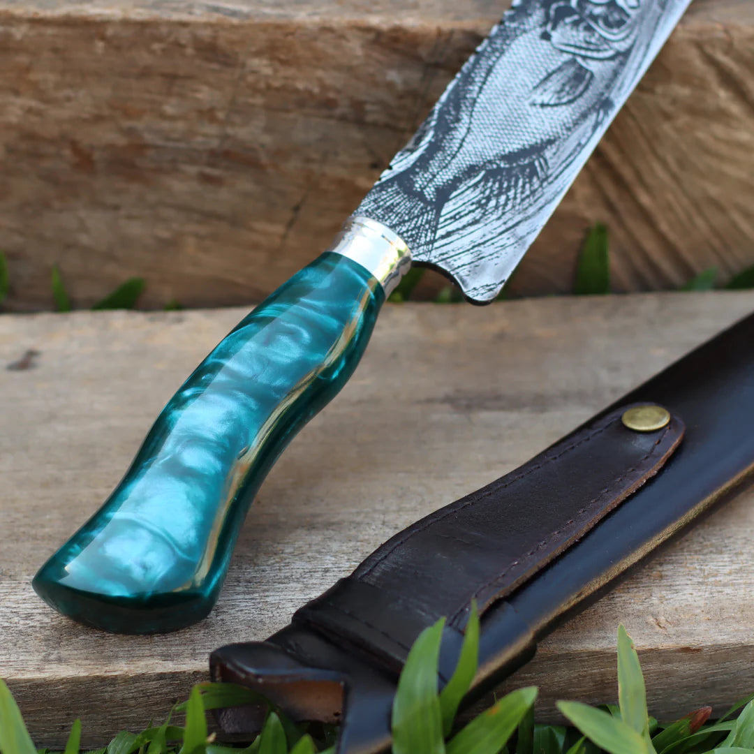 Faca Artesanal para Churrasco Texturizada Figuras Sortidas| 10"