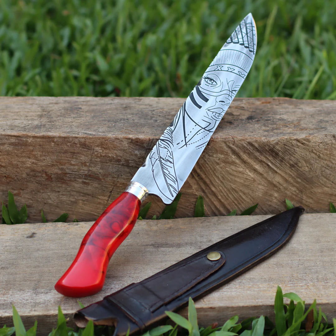 Faca Artesanal para Churrasco Texturizada Figuras Sortidas| 10"