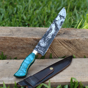 Faca Artesanal para Churrasco Texturizada Figuras Sortidas| 10"