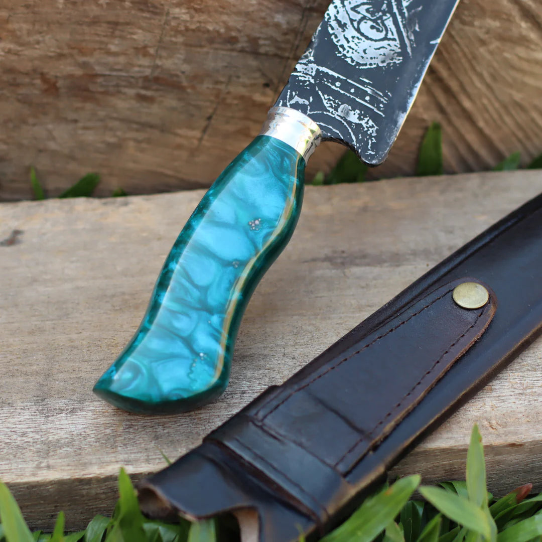 Faca Artesanal para Churrasco Texturizada Figuras Sortidas| 10"