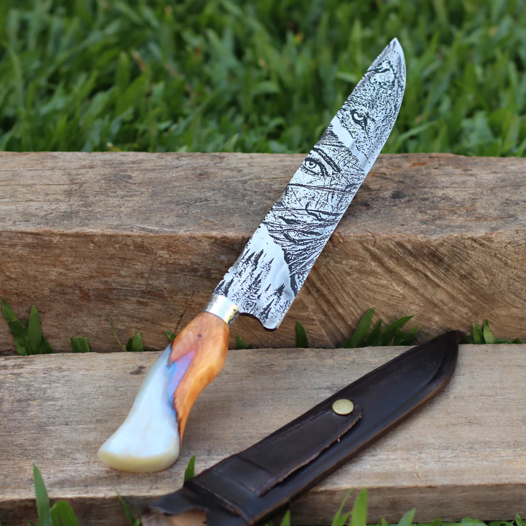 Faca Artesanal para Churrasco Texturizada Figuras Sortidas| 10"