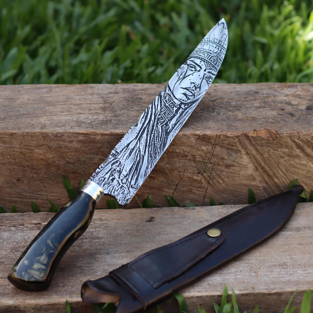 Faca Artesanal para Churrasco Texturizada Figuras Sortidas| 10"