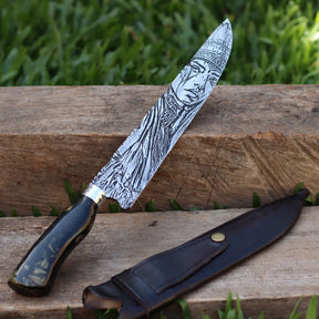 Faca Artesanal para Churrasco Texturizada Figuras Sortidas| 10"