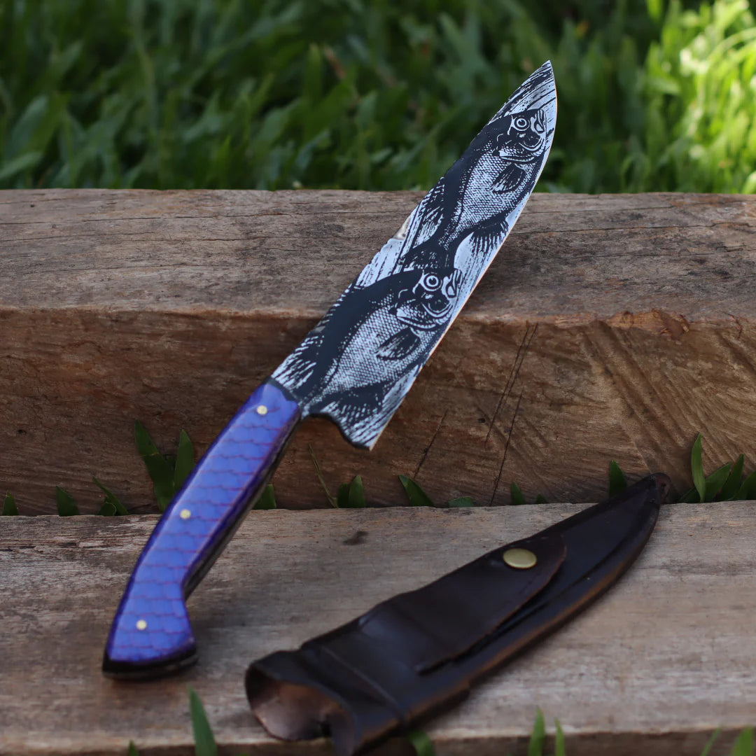 Faca Artesanal para Churrasco Texturizada Figuras Sortidas| 10"