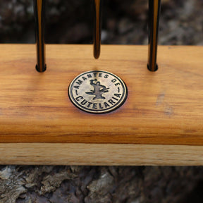 Tridente Bull Cobre Envelhecido com Base em Madeira