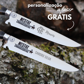 Faca Churrasco Artesanal Picanheira Mestre Churrasqueiro | Aço Inox 10"