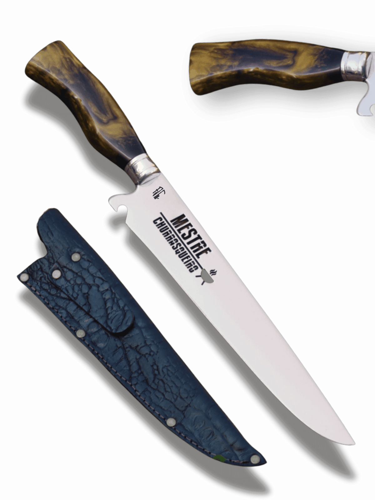 Faca Churrasco Artesanal Picanheira Mestre Churrasqueiro | Aço Inox 10"