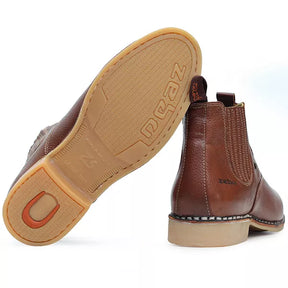 Botina Vira Francesa Whisky - Couro Floater Premium Masculina