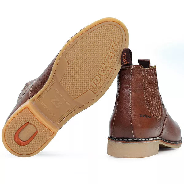 Botina Vira Francesa Whisky - Couro Floater Premium Masculina