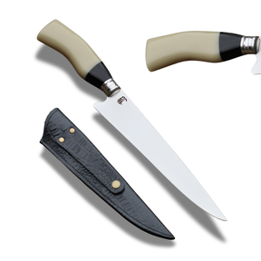 Faca Churrasco Artesanal Picanheira Cabo de Osso | Aço Inox 9"